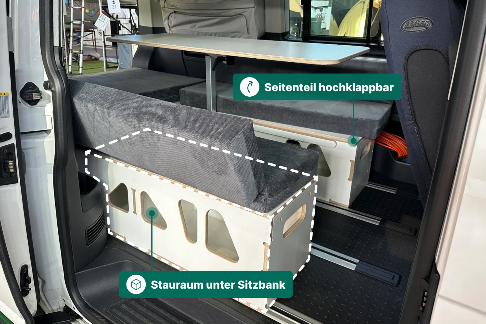 Moonbox Campingbox mit Tisch Van/Bus 119cm Modify Weiß