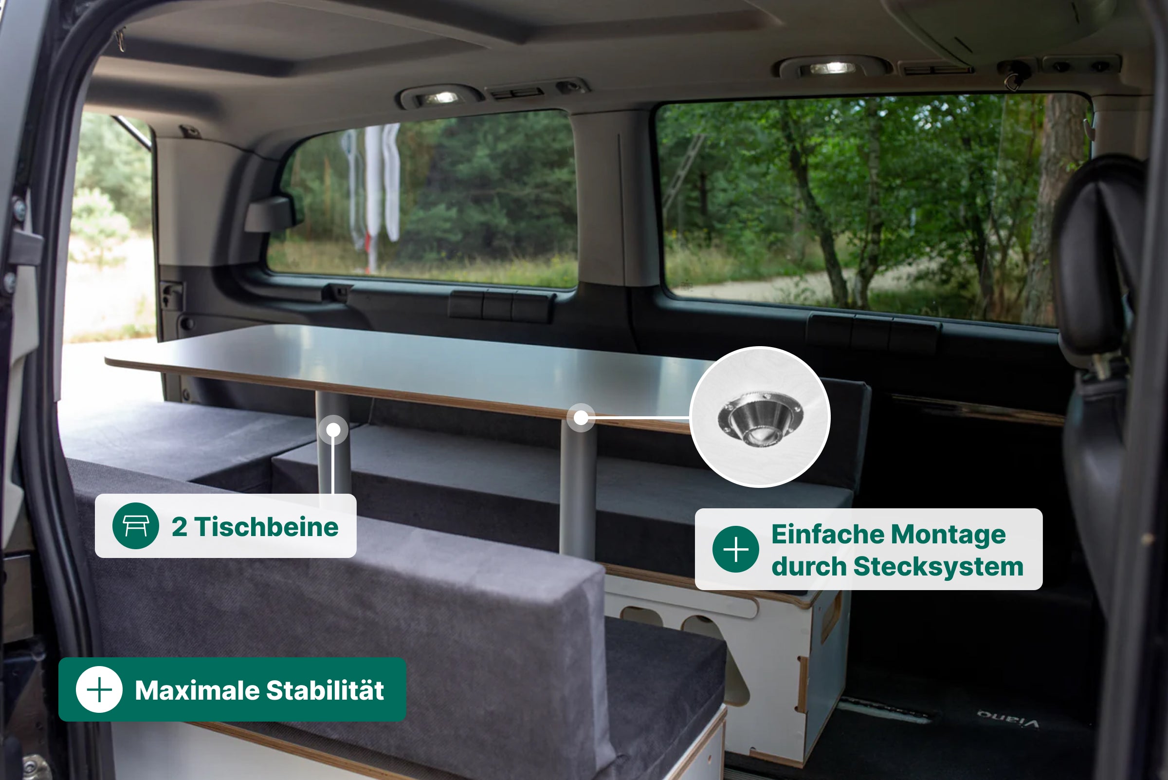 Moonbox Campingbox mit Tisch Van/Bus 124cm Weiß