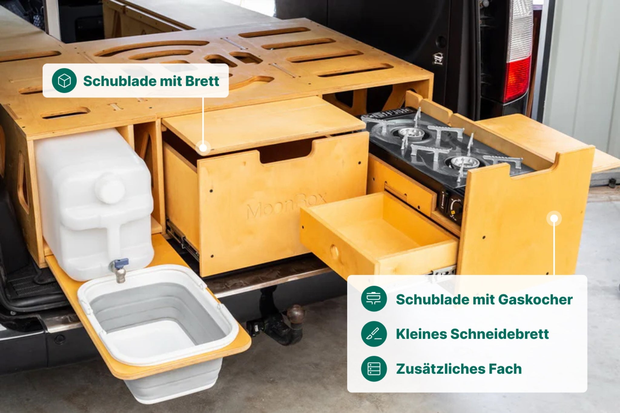 Moonbox Campingbox mit Tisch Van/Bus 124cm Modify Natur