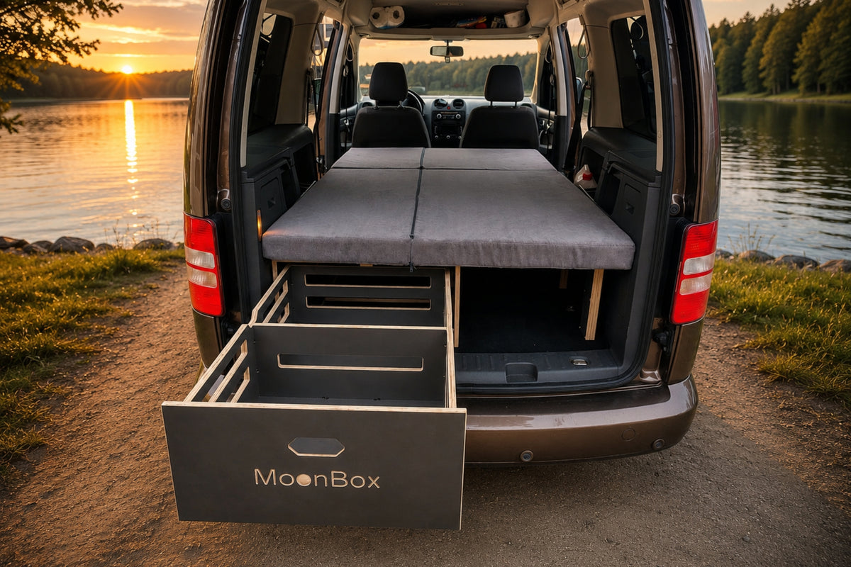 Moonbox Campingbox für Caddy Maxi Minivan - 67cm breit - Dunkelgrau