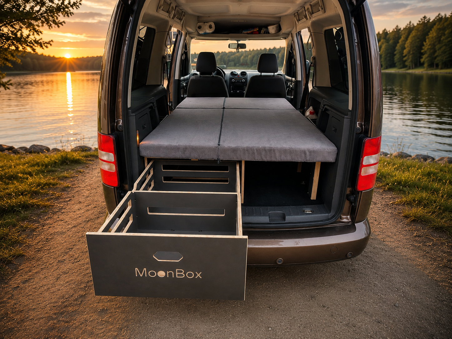 Moonbox Campingbox Schlafsystem Minivan 67cm CADDY Dunkelgrau