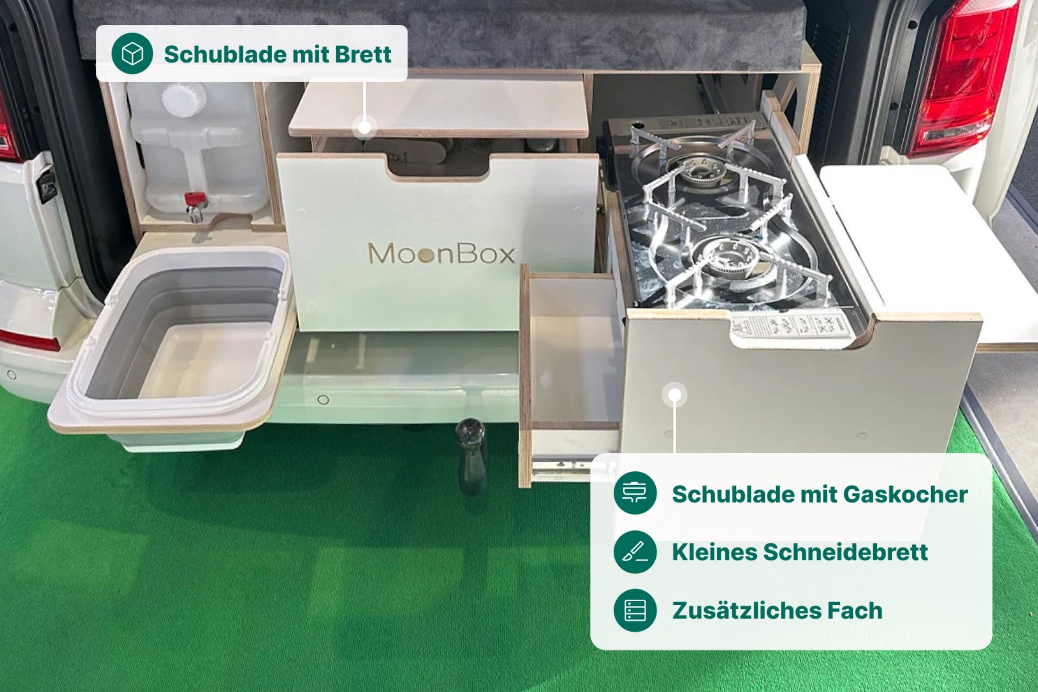 Moonbox Campingbox mit Tisch Van/Bus 119cm Modify Weiß