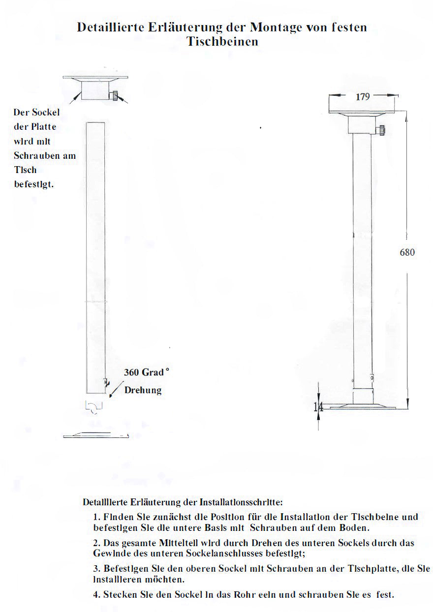 Moonbox Standard Tischbein RV-DX