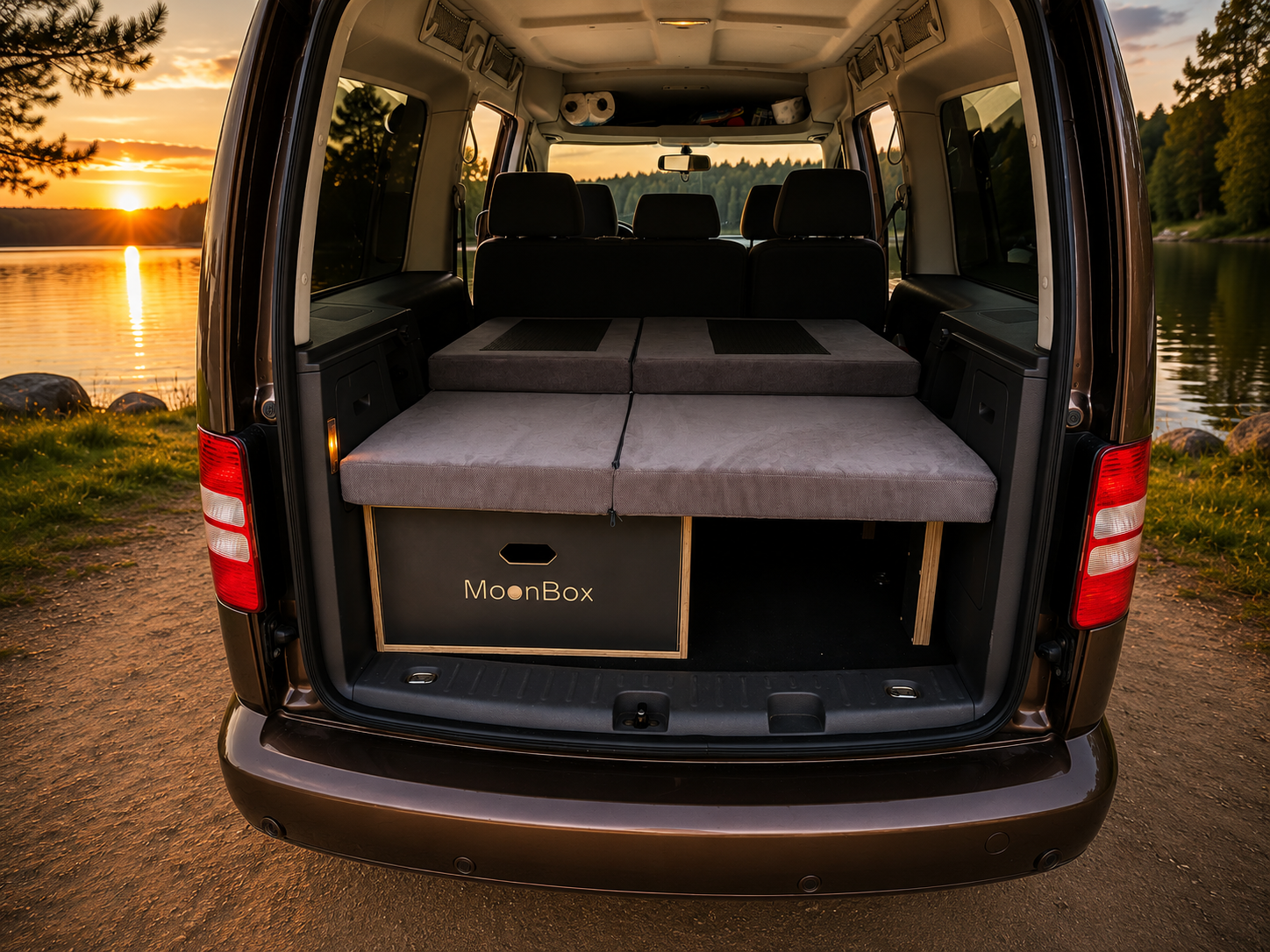 Moonbox Campingbox Schlafsystem Minivan 67cm CADDY Dunkelgrau