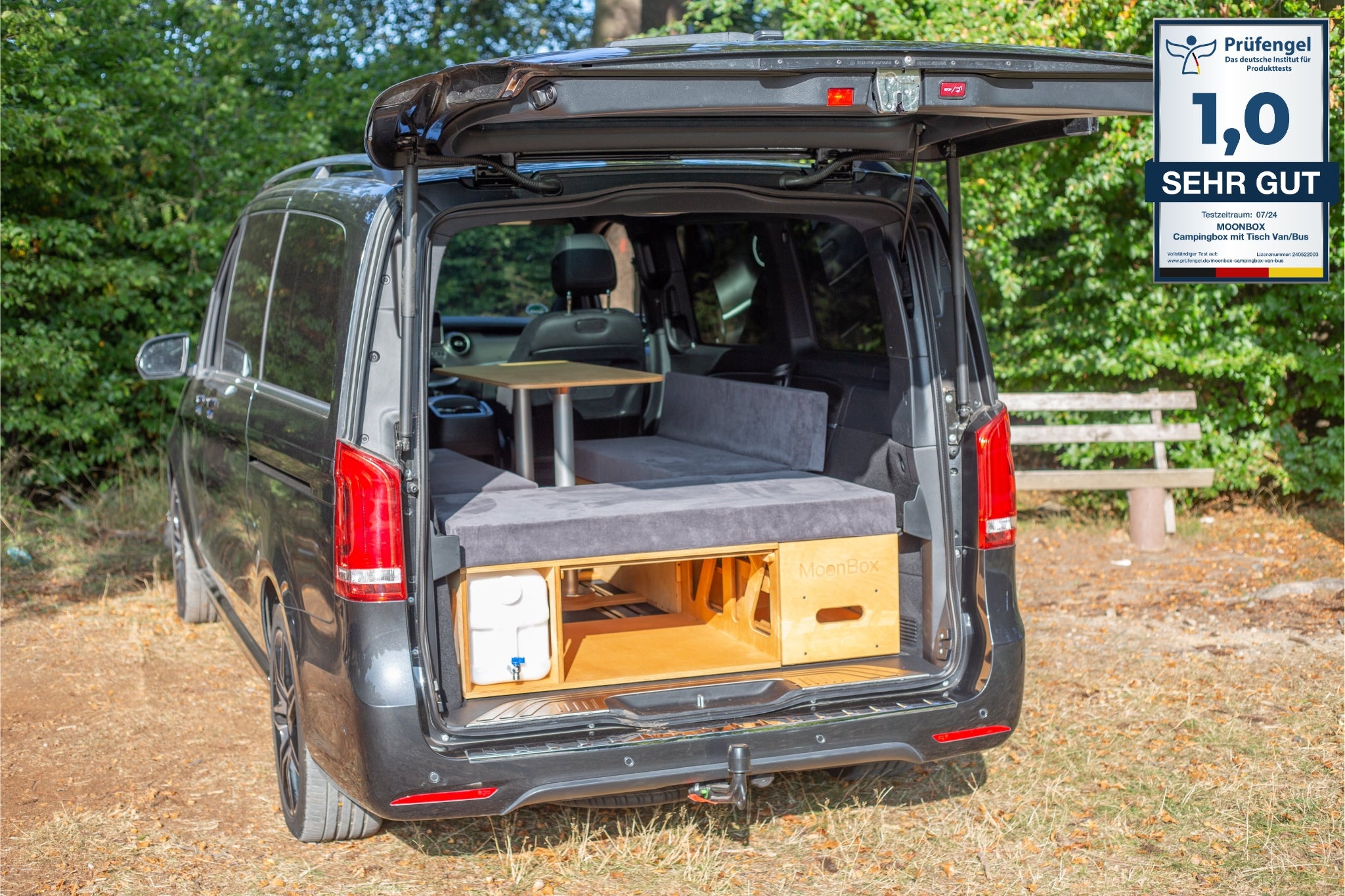 Moonbox Campingbox mit Tisch Van/Bus 124cm Natur