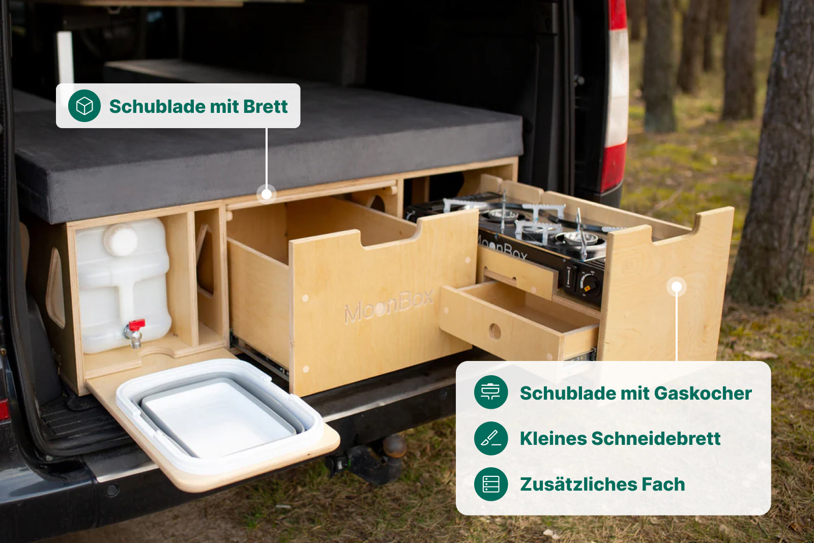 Moonbox Campingbox mit Tisch Van/Bus 119cm Modify UV-Lack
