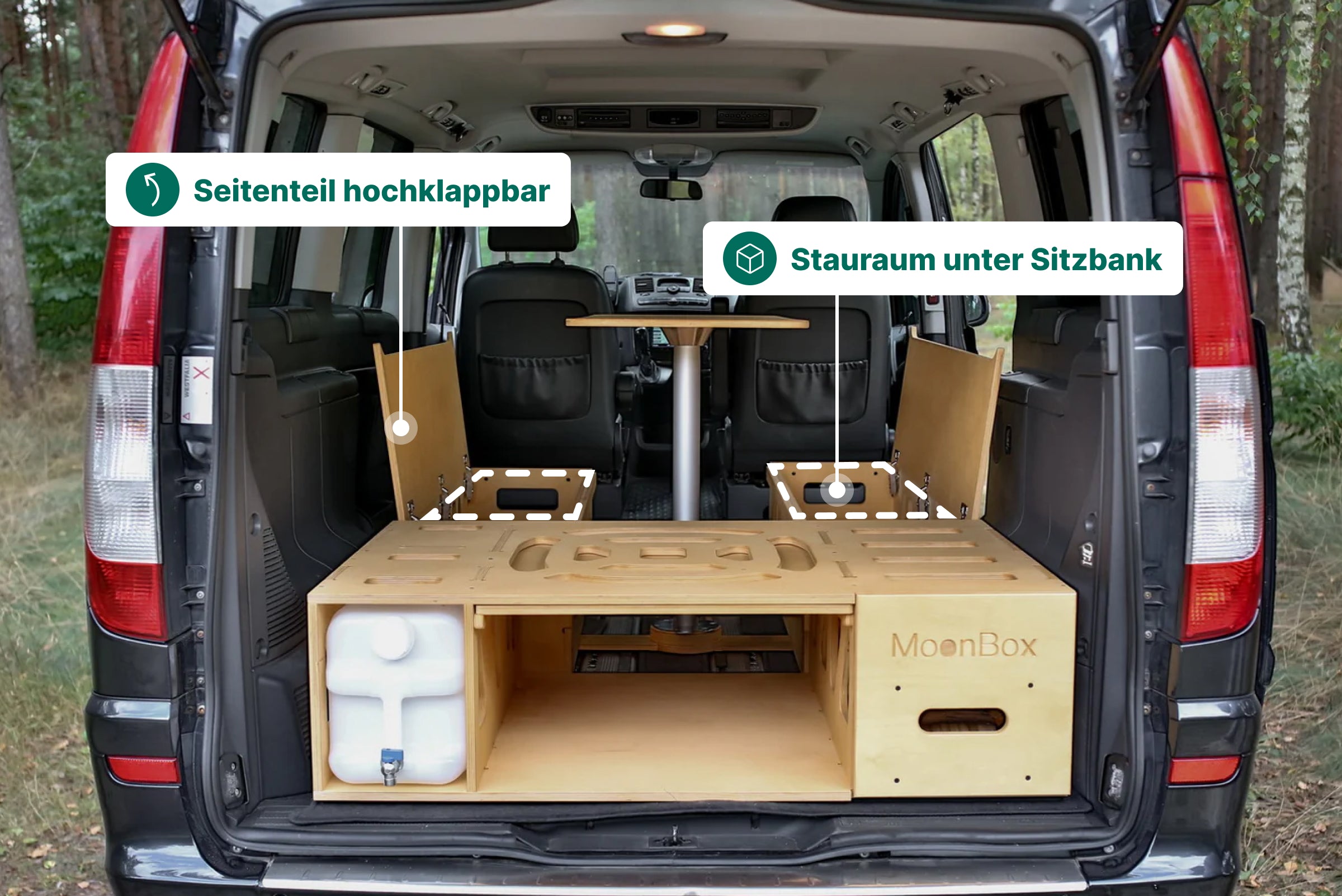 Moonbox Campingbox mit Tisch Van/Bus 124cm UV-Lack