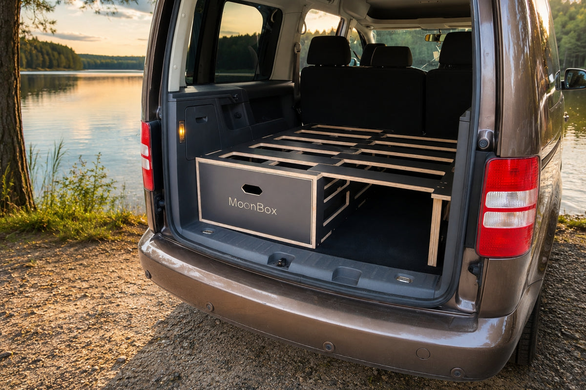 Moonbox Campingbox für Caddy Maxi Minivan - 67cm breit - Dunkelgrau