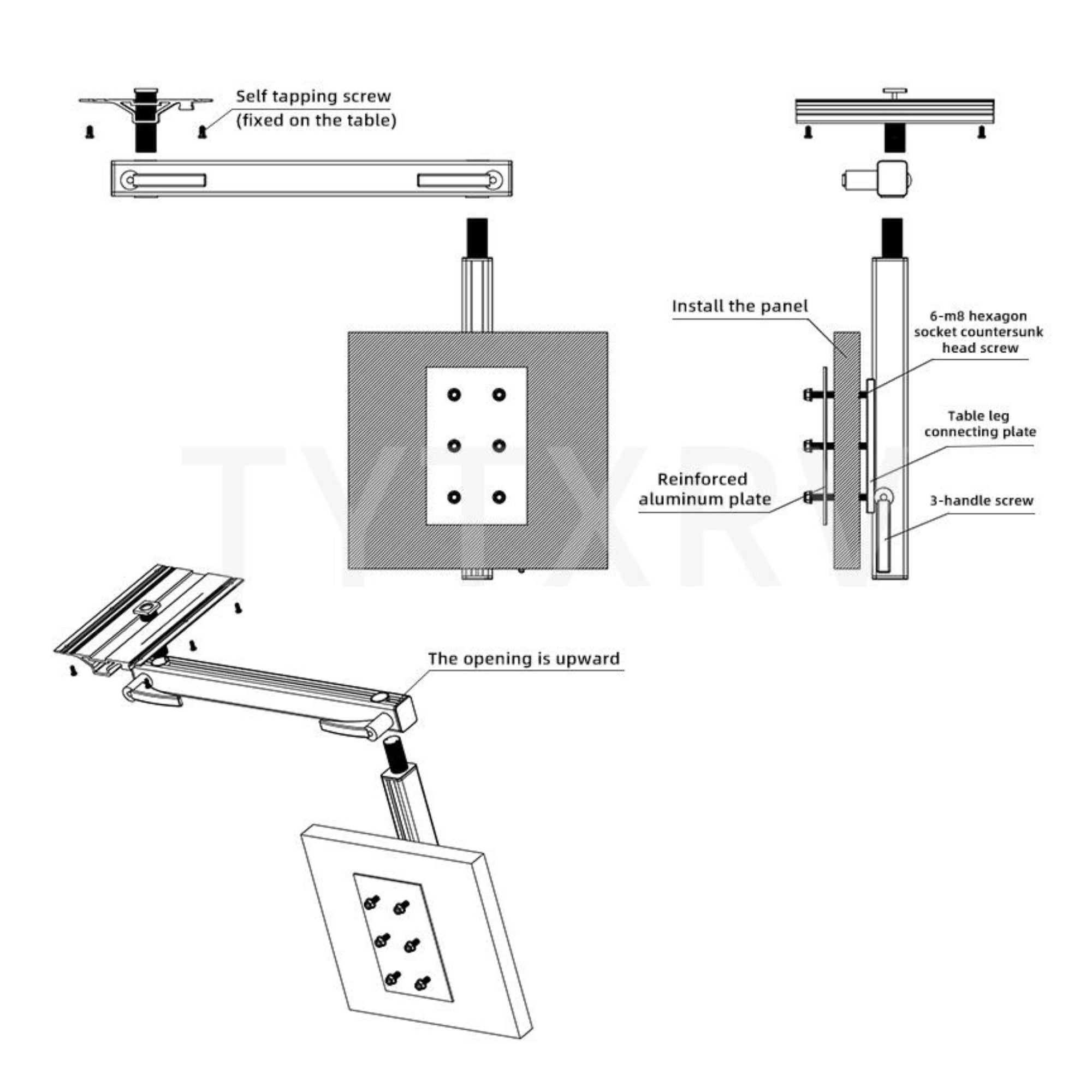 Moonbox Tischbein 360° drehbar - Schwarz