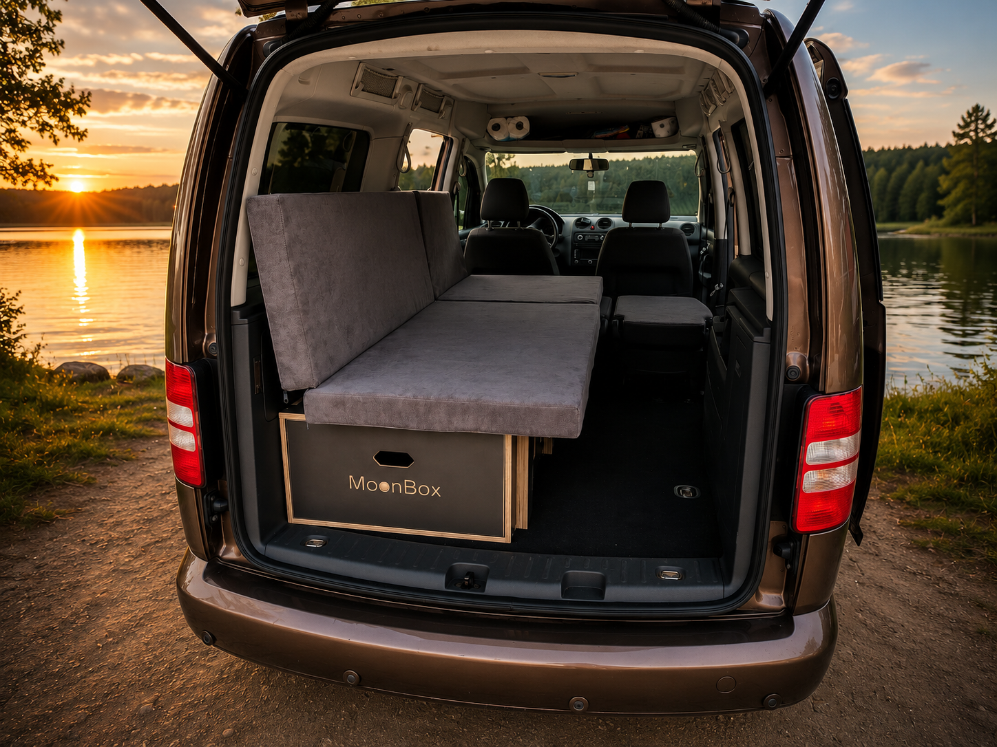 Moonbox Campingbox Schlafsystem Minivan 67cm CADDY Dunkelgrau