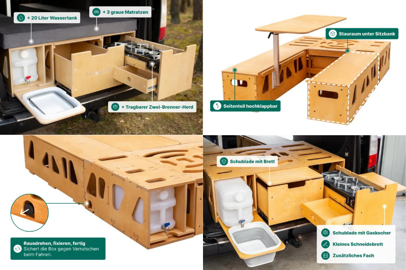 Moonbox Campingbox mit Tisch Van/Bus 119cm Modify