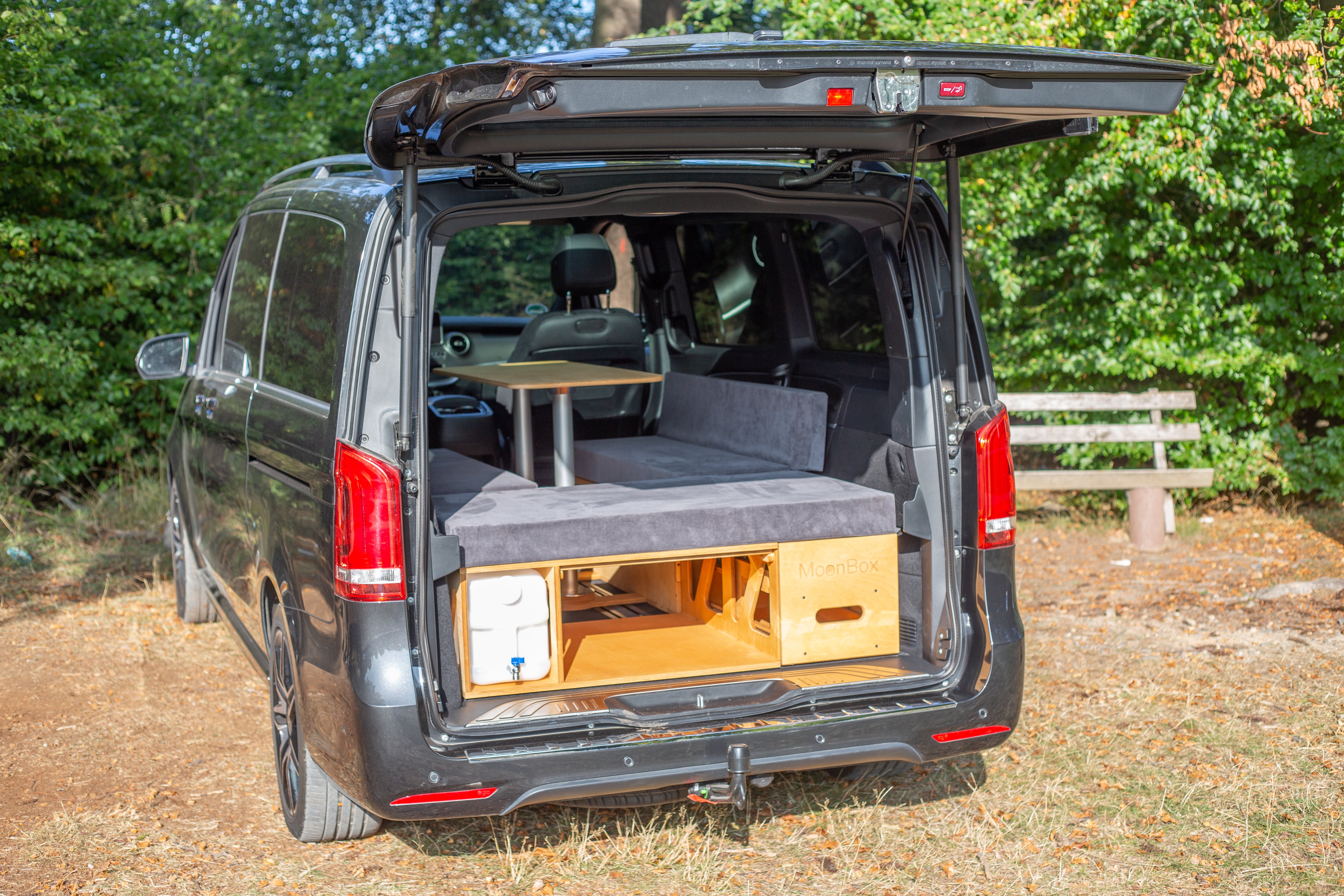 Moonbox Campingbox mit Tisch Van/Bus 124cm Natur
