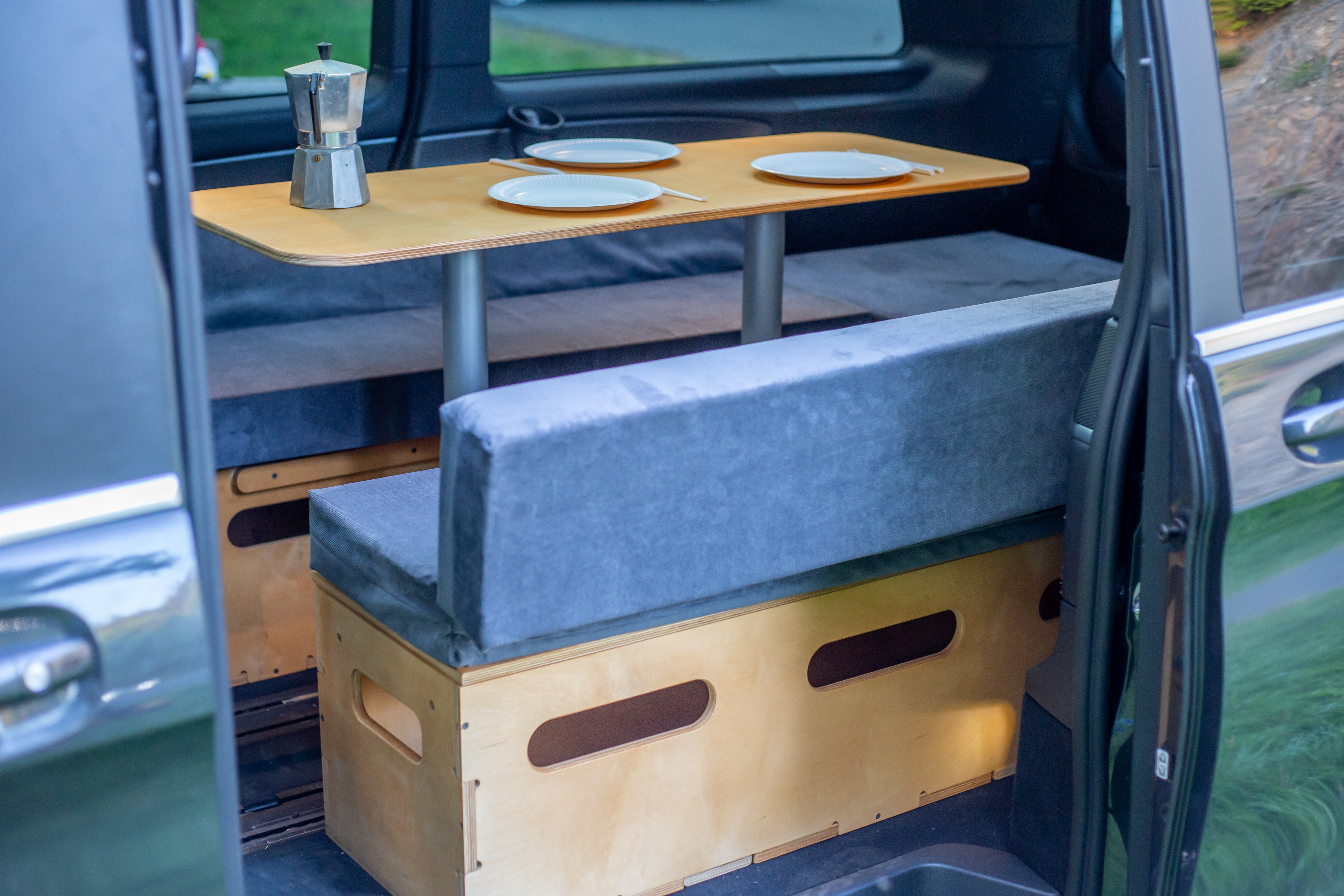 Moonbox Campingbox mit Tisch Van/Bus 124cm Natur