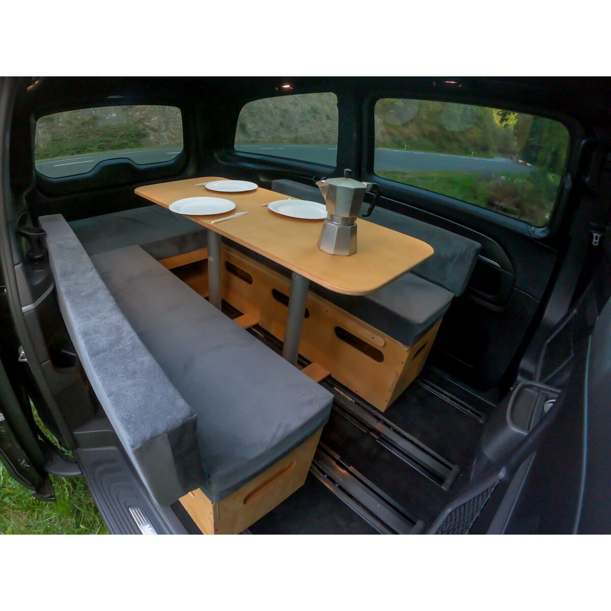 Moonbox Campingbox mit Tisch Van/Bus 115cm Natur
