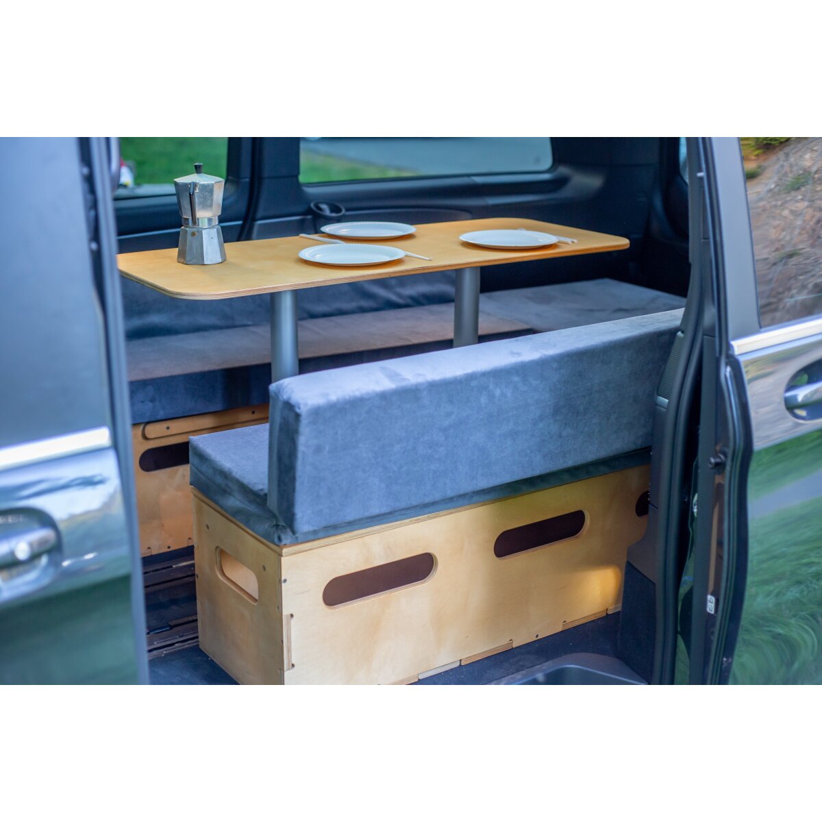 Moonbox Campingbox mit Tisch Van/Bus 115cm Natur
