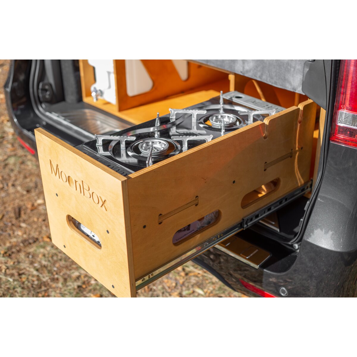 Moonbox Campingbox mit Tisch Van/Bus 115cm Natur