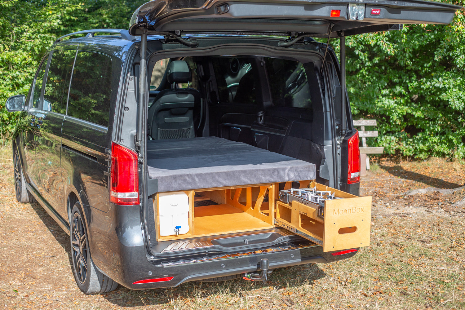 Moonbox Campingbox mit Tisch Van/Bus 124cm Natur