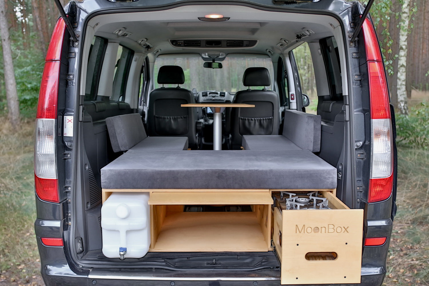 Moonbox Campingbox mit Tisch Van/Bus 124cm Natur