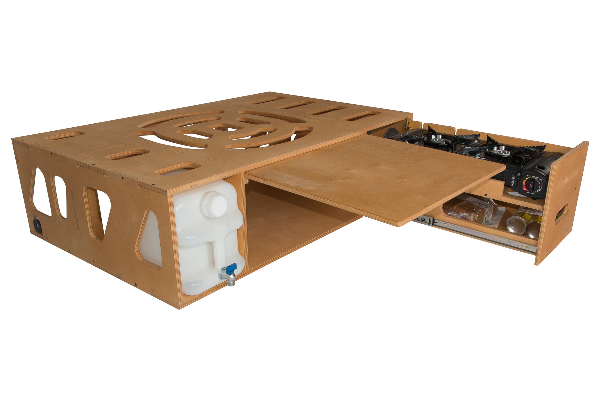 Moonbox Campingbox mit Tisch Van/Bus 124cm Natur